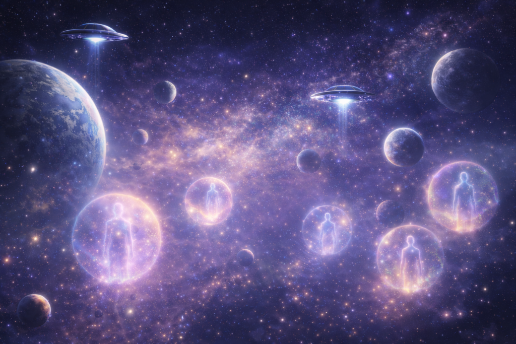 Multiverse in Indian Cosmology: The Question of Aliens Travel Across Worlds, Realms and to Earth